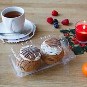 Läbipaistev PET-koogikarp R180.90×75 kahe vastlakukli jaoks