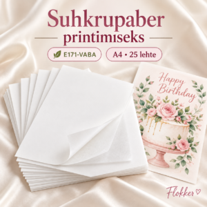 E171-vaba suhkrupaber printimiseks A4, 25 lehte