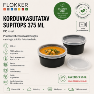 Supikonteiner 375ml korduvkasutatav PP /500