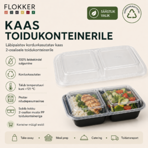 KAAS konteiner 2-osa 1000ml korduvkasutatav PP /300