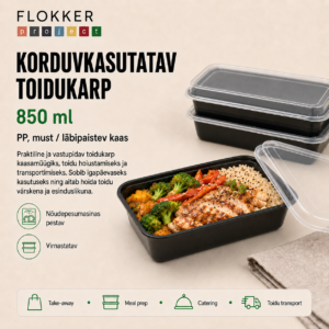 Toidukarp 1-osa 850ml korduvkasutatav PP /300