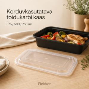 Kirgas korduvkasutatav PP-kaas 375, 500 ja 750 ml toidukarbile