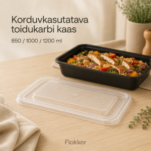 Kirgas korduvkasutatav PP-kaas 850, 1000 ja 1200 ml toidukarbile
