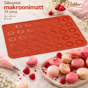 Silikoonist makroonimatt 30 × 40 cm 34 Ø40 mm makrooni valmistamiseks
