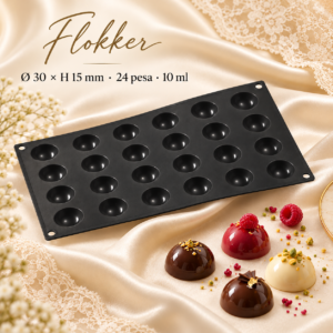 Must silikoonvorm SF006 Half Sphere 24 poolkerakujulise pesaga Ø30 × H15 mm