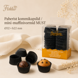 Mustad paberist kommikapslid ja mini-muffinivormid Ø32 × 22 mm