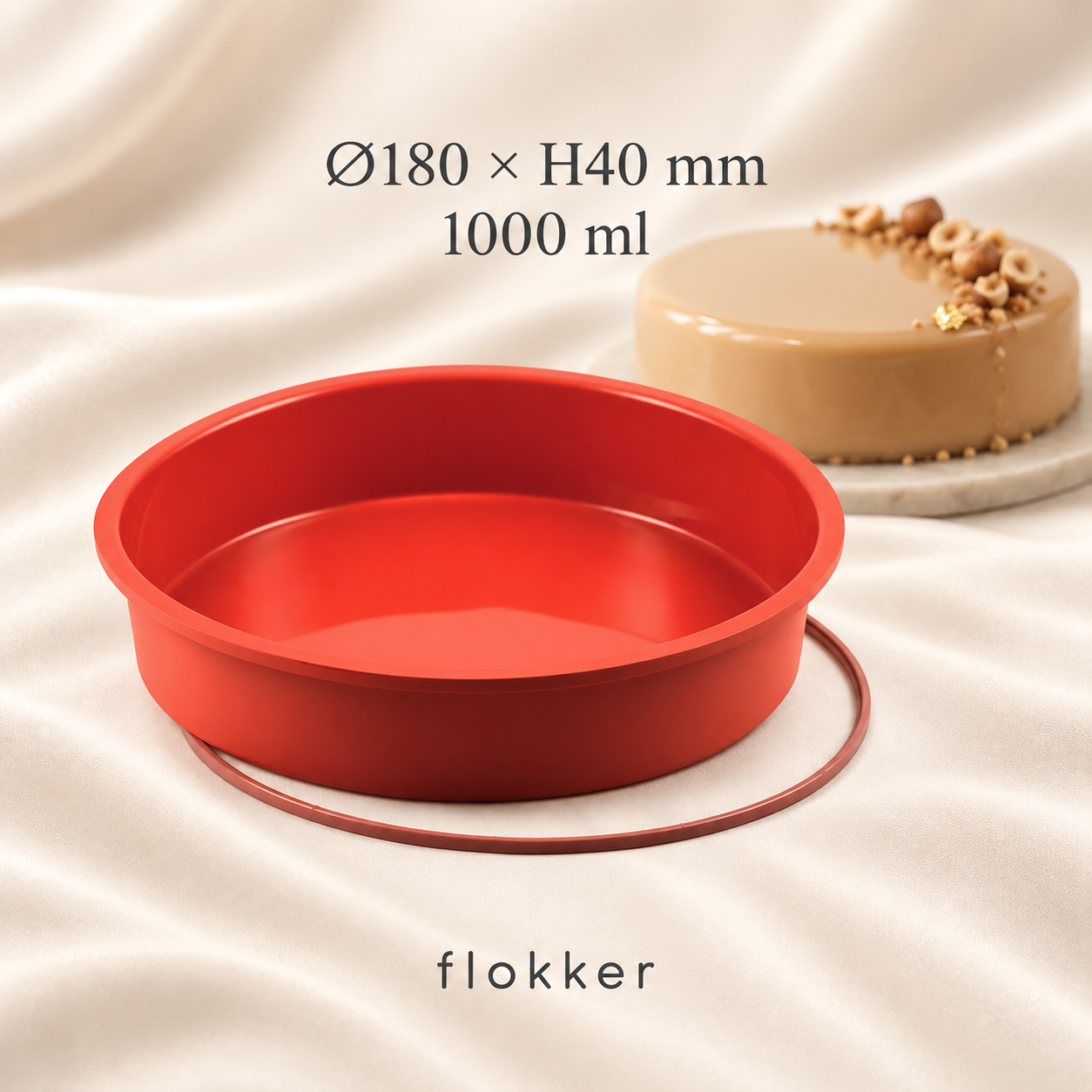 Silikoonist ümmargune tordivorm tugirõngaga Ø180 × H40 mm