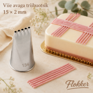 Viie avaga triibuotsik BX0134 ja sellega tehtud paralleelsed roosad kreemijooned