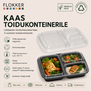 KAAS konteiner 3-osa 1200ml korduvkasutatav PP /300