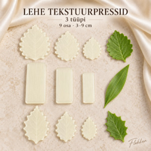 Jäigast läbipaistvast plastist lehe tekstuurpressid ehk veinerid, kolme tüüpi ja üheksa osa