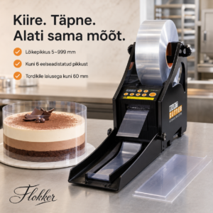 Mart Cutter lõikamas automaatselt mousse-tordi jaoks atsetaatkile ribasid