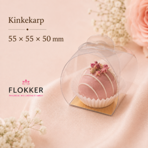 Väike läbipaistev kinkekarp ühele pralineele kuldse põhjaga 55 × 55 × 50 mm