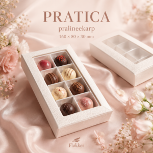 Valge aknaga PRATICA pralineekarp 8 pralineele 160 × 80 × 30 mm