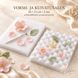 siledast ja süvenditega poroloonist vormimis- ja kuivatusalused suhkrulilledele, 20 × 25 cm
