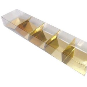 Kinkekarp läbipaistev 5-le 218x41x26 kuldne põhi /100