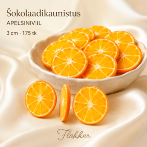 Apelsiniviilu kujulised šokolaadikaunistused 3 cm tortide ja dessertide viimistlemiseks
