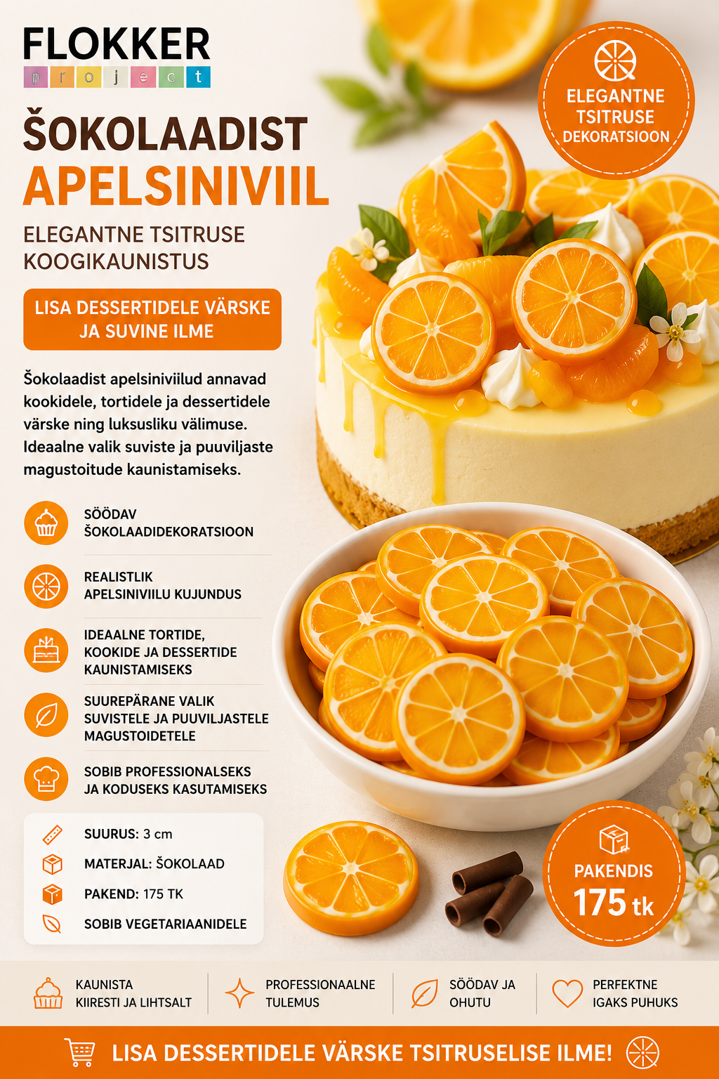 Dekoorid APELSINI VIIL / 175 tk