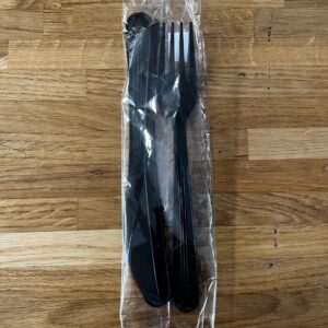 Must PP söögiriistade komplekt kahvel ja nuga eraldi pakendatud 50 tk