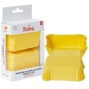 Kollane pabervorm mini-keeksidele 80×50×H32 mm 36 tk vooderdatud küpsetuspaberiga blisterpakendis 220°C