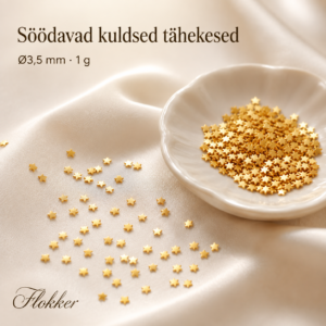 Söödavad kuldsed tähekesed Ø3,5 mm tortide, dessertide ja jookide kaunistamiseks