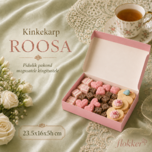 Roosa kaanega kinkekarp maiustustele 235 × 165 × 50 mm