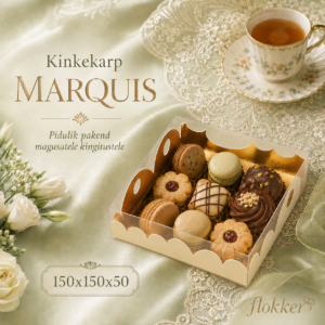 Kinkekarp MARQUIS pruun-kuldne 150 × 150 × 50 mm maiustustele