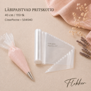 Professionaalsed läbipaistvad ClearPoche pritskotid 40 cm 100 tk