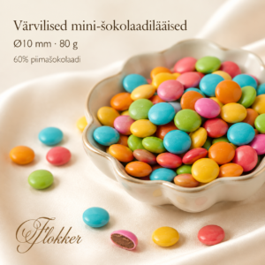 Värvilised mini-šokolaadiläätsed Ø10 mm tortide ja dessertide kaunistamiseks