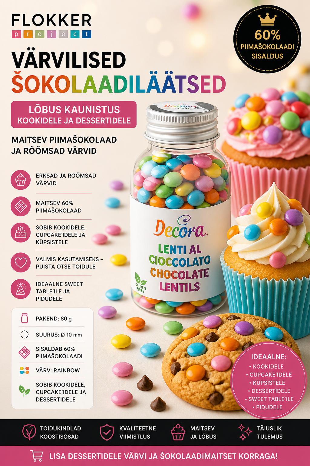 Piimašokolaadist 60% MIX MINI OAD Ø10mm 80gr