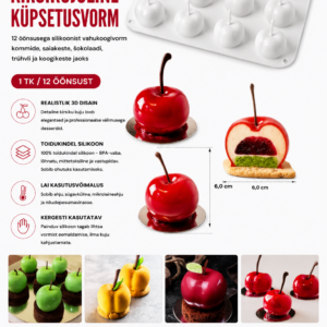 Silikoonvorm 3D KIRSS 4xh.3,5cm /12