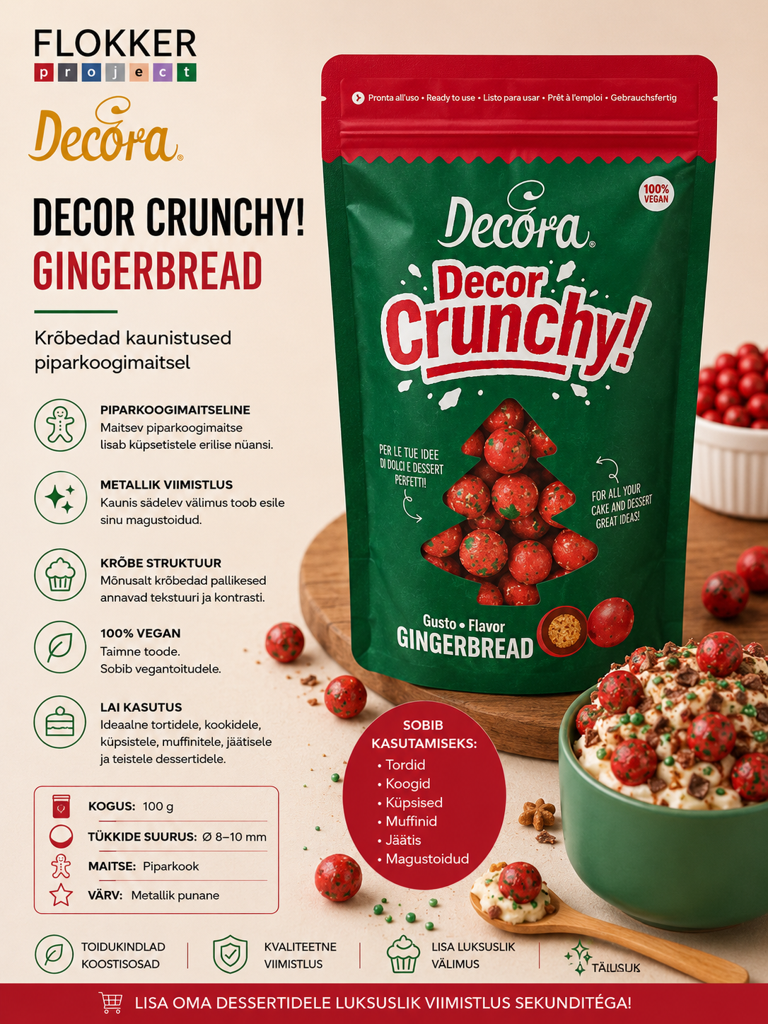 CHOCO BALLS CRUNCHY punased 100gr⌀15mm