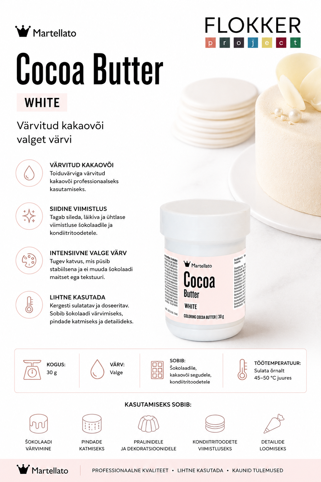 Kakaovõi VALGE 30gr No E171