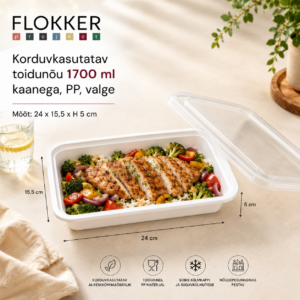 Korduvkasutatav toidukarp kaanega 1700ml valge
24x15,5 xh.5cm