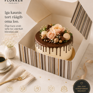 Tordi- ja koogikarp 230×230×100 mm – Premium disain