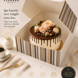 Tordi- ja koogikarp 300×300×100 mm – Premium disain