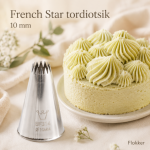 French Star tordiotsik BF314 ja sellega tehtud peenelt triibulised kreemikaunistused