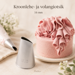 Roostevabast terasest kroonlehe- ja volangiotsik BX1303 ning sellega tehtud roosad kreemivolangid