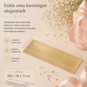 Läbipaistev šokolaaditahvli karp kuldse alusega 158 × 78 × 11 mm