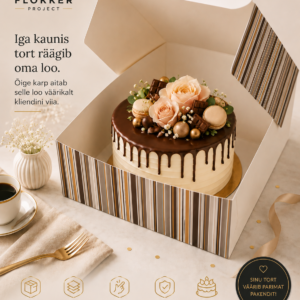 Tordi- ja koogikarp 250×250×100 mm – Premium disain