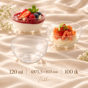 Läbipaistev BOWL CUP desserditops 120 ml magustoitude ja suupistete serveerimiseks