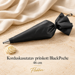 Must nailonist korduskasutatav pritskott BlackPoche metallist tordiotsikuga, pikkus 46 cm