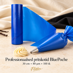 Sinised professionaalsed BluePoche pritskotid rullis ja kreemiga täidetud pritskott, 30 cm, 100 tk